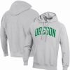 Sports Fan Shop * | Champion Men'S Oregon Ducks Team Arch Reverse Weave Pullover Hoodie Heathered Gray