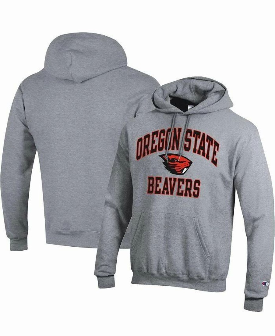 Sports Fan Shop * | Champion Men'S Oregon State Beavers High Motor Pullover Hoodie Heather Gray