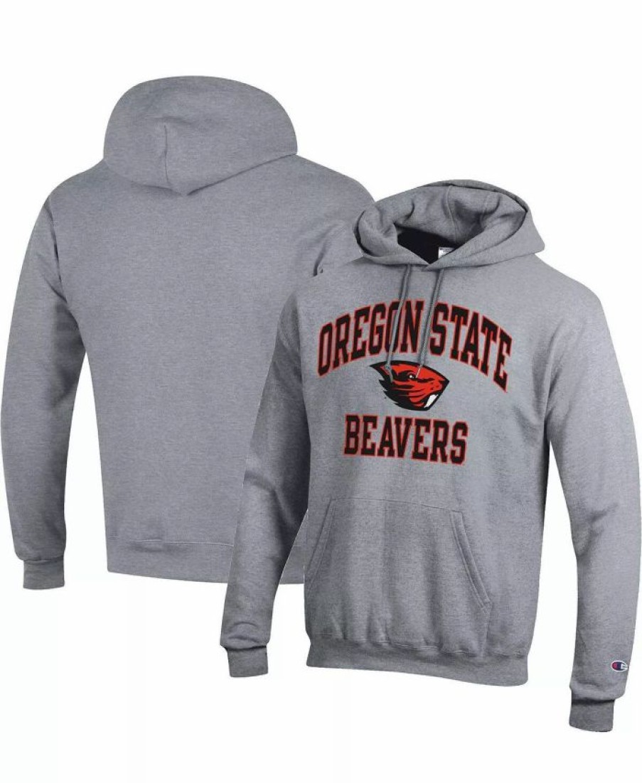 Sports Fan Shop * | Champion Men'S Oregon State Beavers High Motor Pullover Hoodie Heather Gray