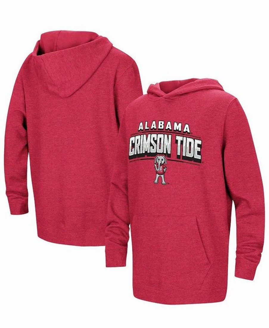 Sports Fan Shop * | Youth Boys Heather Alabama Tide Sunrise Core Pullover Hoodie Crimson