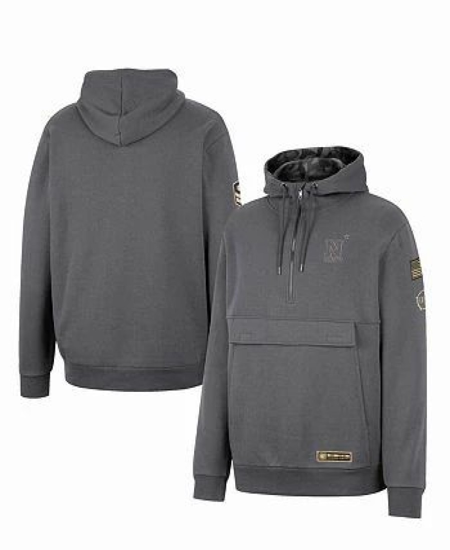 Sports Fan Shop * | Men'S Navy Midshipmen Oht Military-Inspired Appreciation Quarter-Zip Hoodie Charcoal