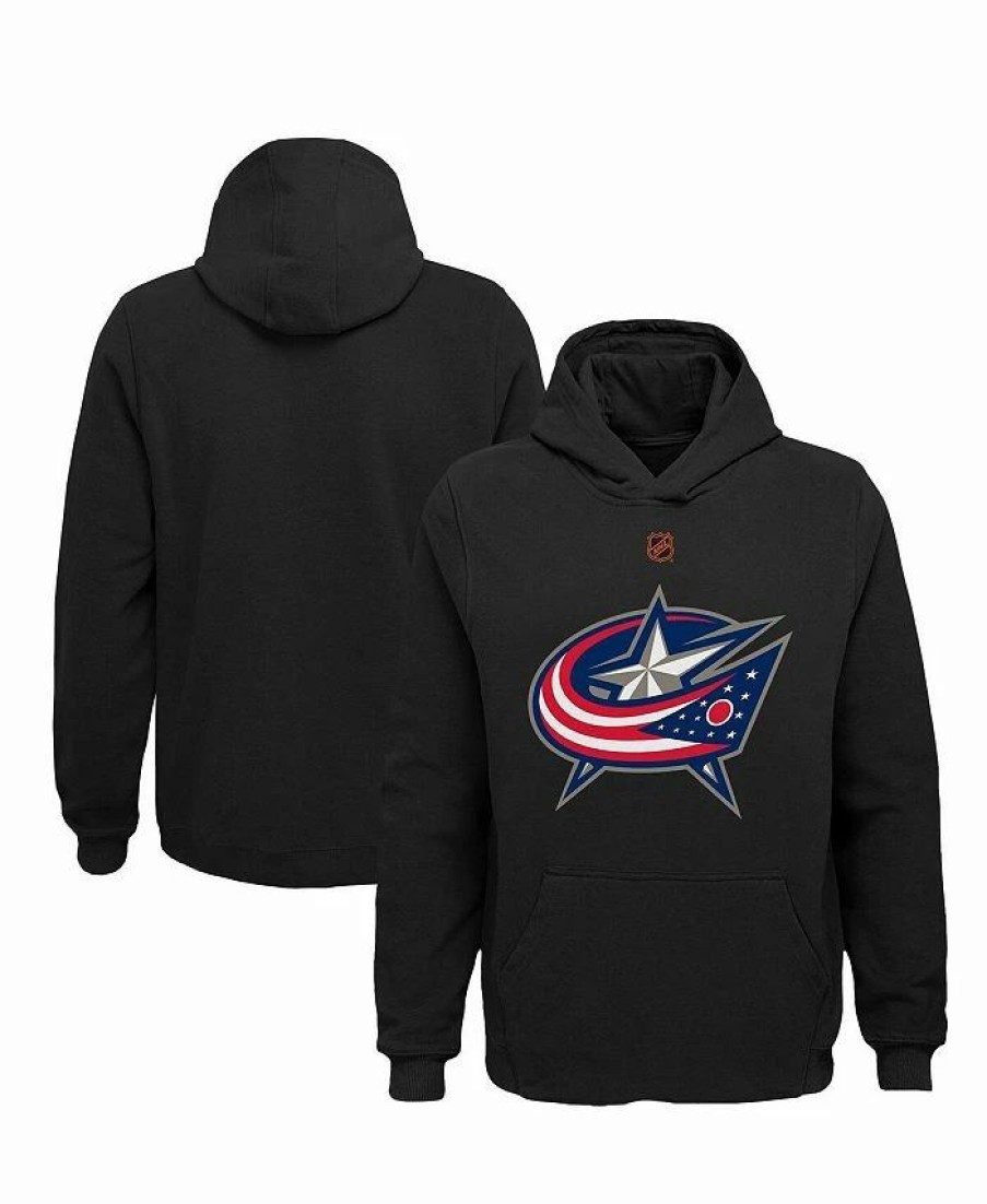 Sports Fan Shop * | Outerstuff Youth Boys Columbus Blue Jackets Special Edition 2.0 Primary Logo Fleece Pullover Hoodie Black