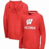 Sports Fan Shop * | Youth Boys Wisconsin Badgers Team Lockup Long Sleeve Hoodie T-Shirt Heathered Red