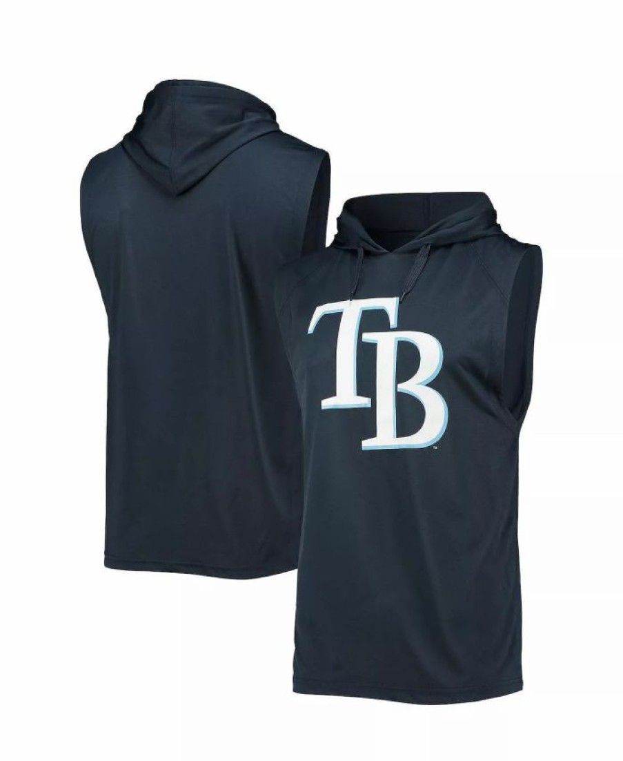 Sports Fan Shop * | Men'S Tampa Bay Rays Sleeveless Pullover Hoodie Navy