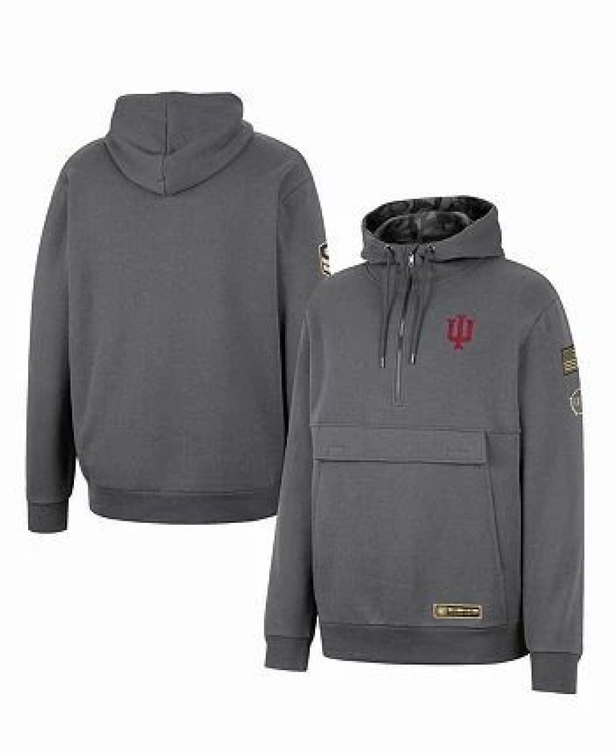 Sports Fan Shop * | Men'S Indiana Hoosiers Oht Military-Inspired Appreciation Quarter-Zip Hoodie Charcoal