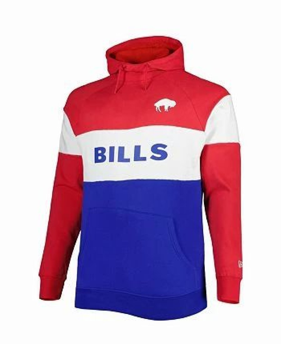 Sports Fan Shop * | New Era Men'S Buffalo Bills Big And Tall Throwback Colorblock Raglan Pullover Hoodie Royal