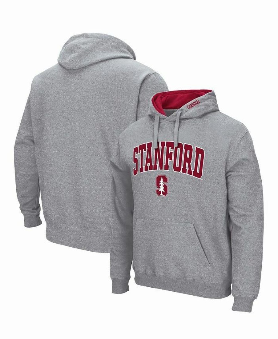 Sports Fan Shop * | Men'S Stanford Cardinal Arch & Logo 3.0 Pullover Hoodie Heathered Gray