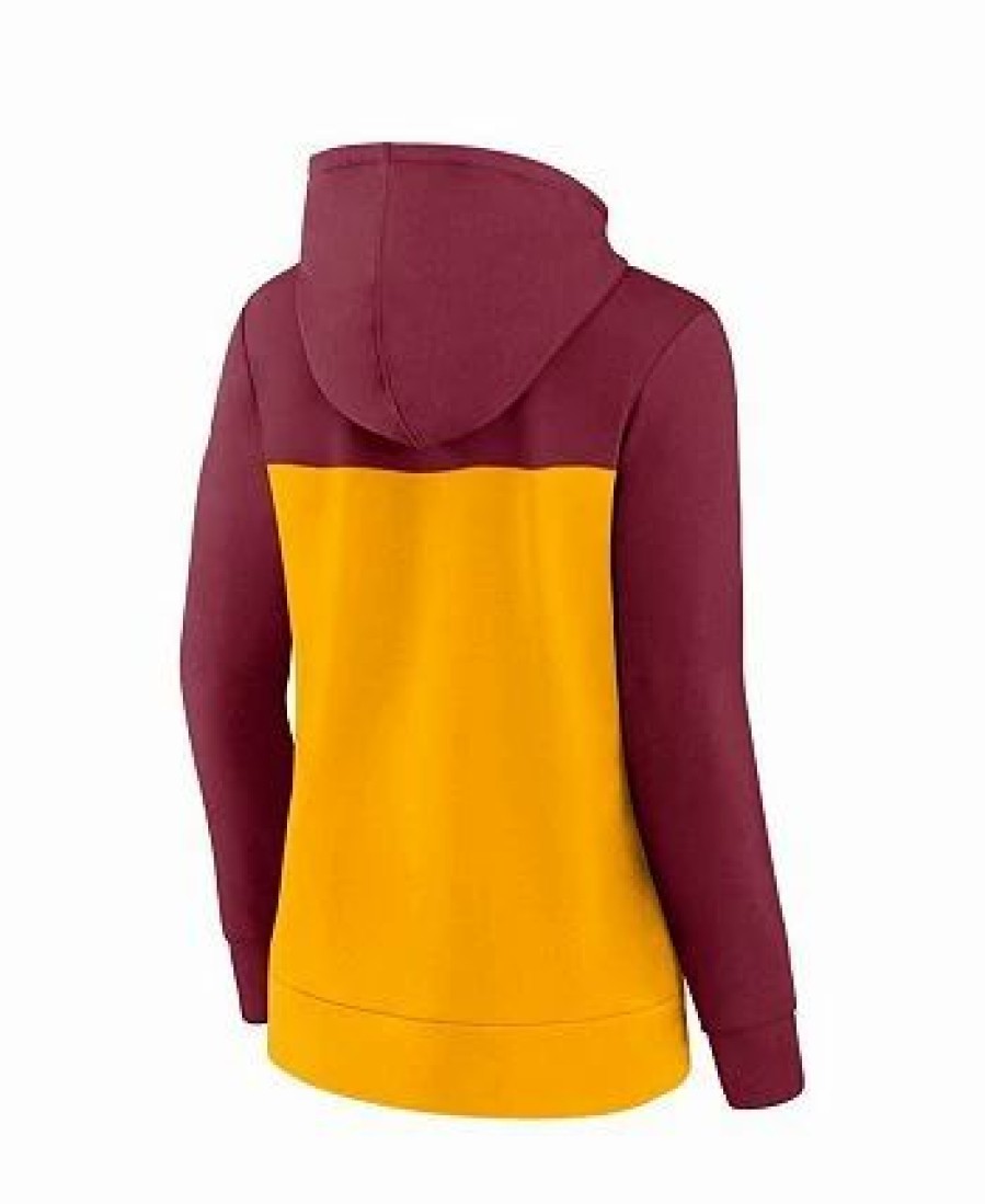 Sports Fan Shop * | Fanatics Women'S Branded Washington Commanders Take The Field Color Block Full-Zip Hoodie Burgundy, Gold