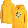 Sports Fan Shop * | Outerstuff Youth Oakland Athletics Primary Team Logo Pullover Hoodie Gold-Tone