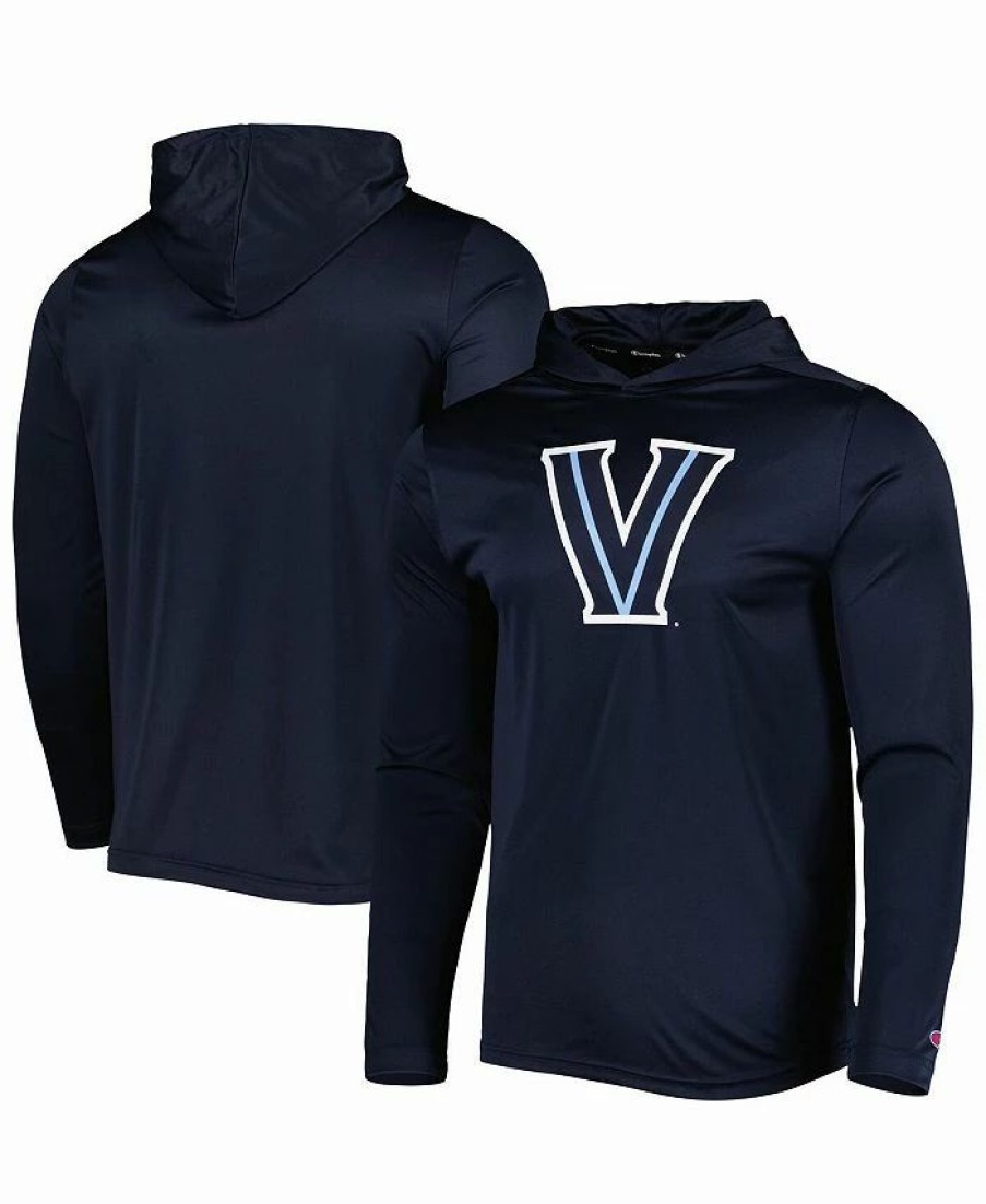 Sports Fan Shop * | Champion Men'S Villanova Wildcats Logo Long Sleeve Hoodie T-Shirt Navy