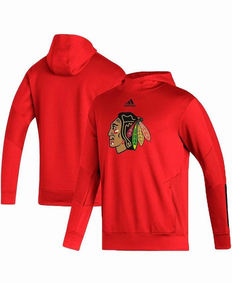 Sports Fan Shop * | Adidas Men'S Chicago Blackhawks Training Aeroready Pullover Hoodie Red