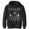 Kids * | Nintendo Boy'S Ugly Christmas Mario Coin Child Pull Over Hoodie Black