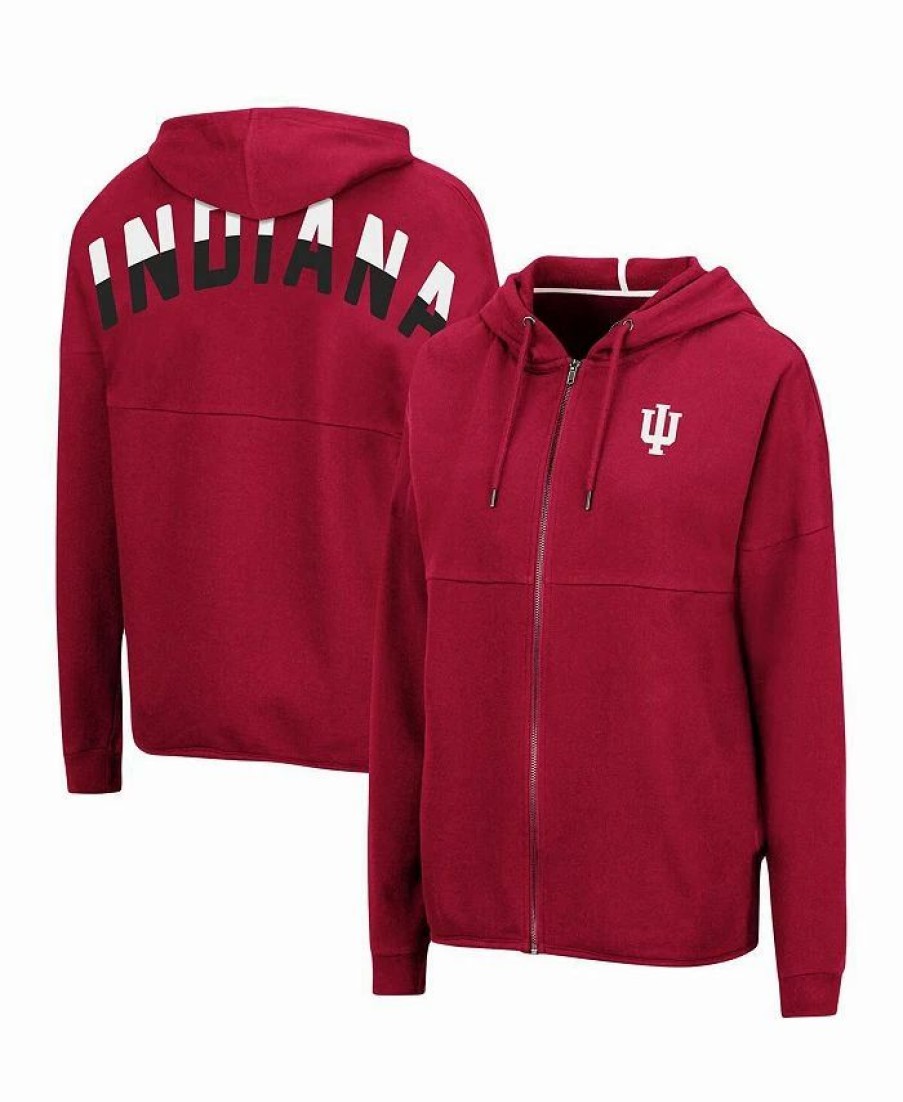 Sports Fan Shop * | Women'S Indiana Hoosiers 2-Hit Full-Zip Hoodie Crimson