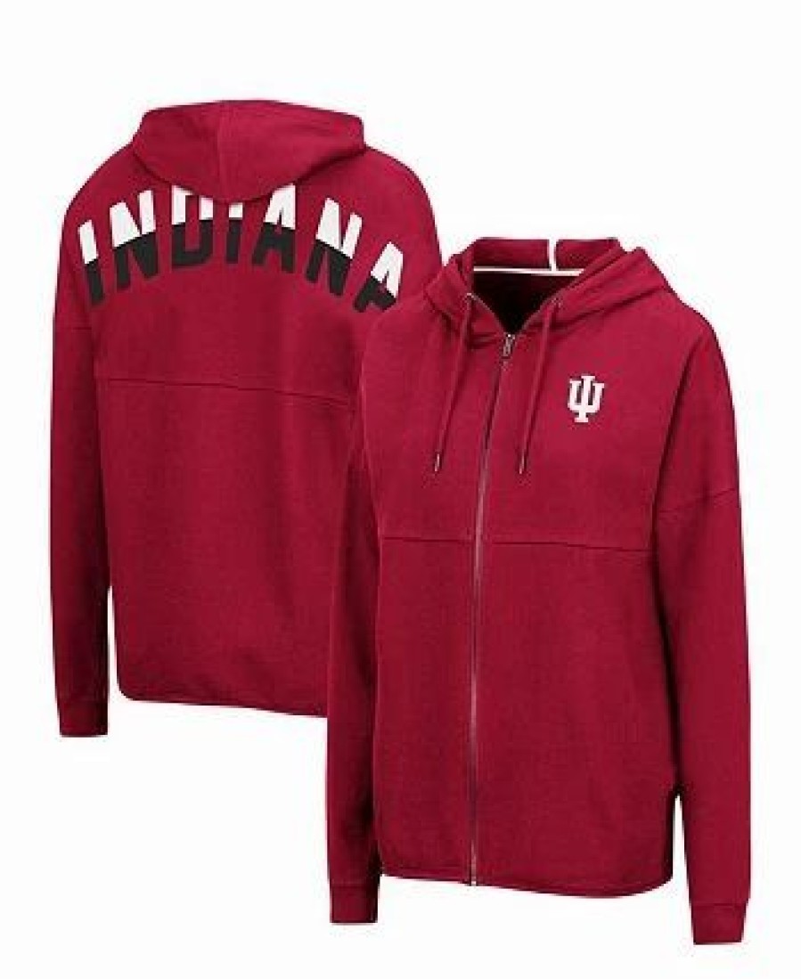 Sports Fan Shop * | Women'S Indiana Hoosiers 2-Hit Full-Zip Hoodie Crimson