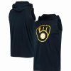 Sports Fan Shop * | Men'S Milwaukee Brewers Sleeveless Pullover Hoodie Navy