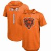 Sports Fan Shop * | Fanatics Men'S Branded Justin Fields Chicago Bears Player Name And Number Tri-Blend Short Sleeve Hoodie T-Shirt Orange