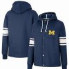 Sports Fan Shop * | Women'S Michigan Wolverines Mia Striped Full-Snap Hoodie Jacket Navy