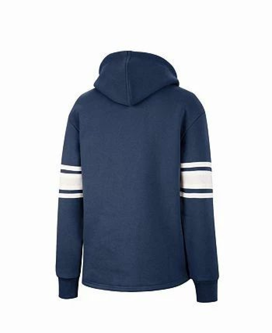 Sports Fan Shop * | Women'S Michigan Wolverines Mia Striped Full-Snap Hoodie Jacket Navy