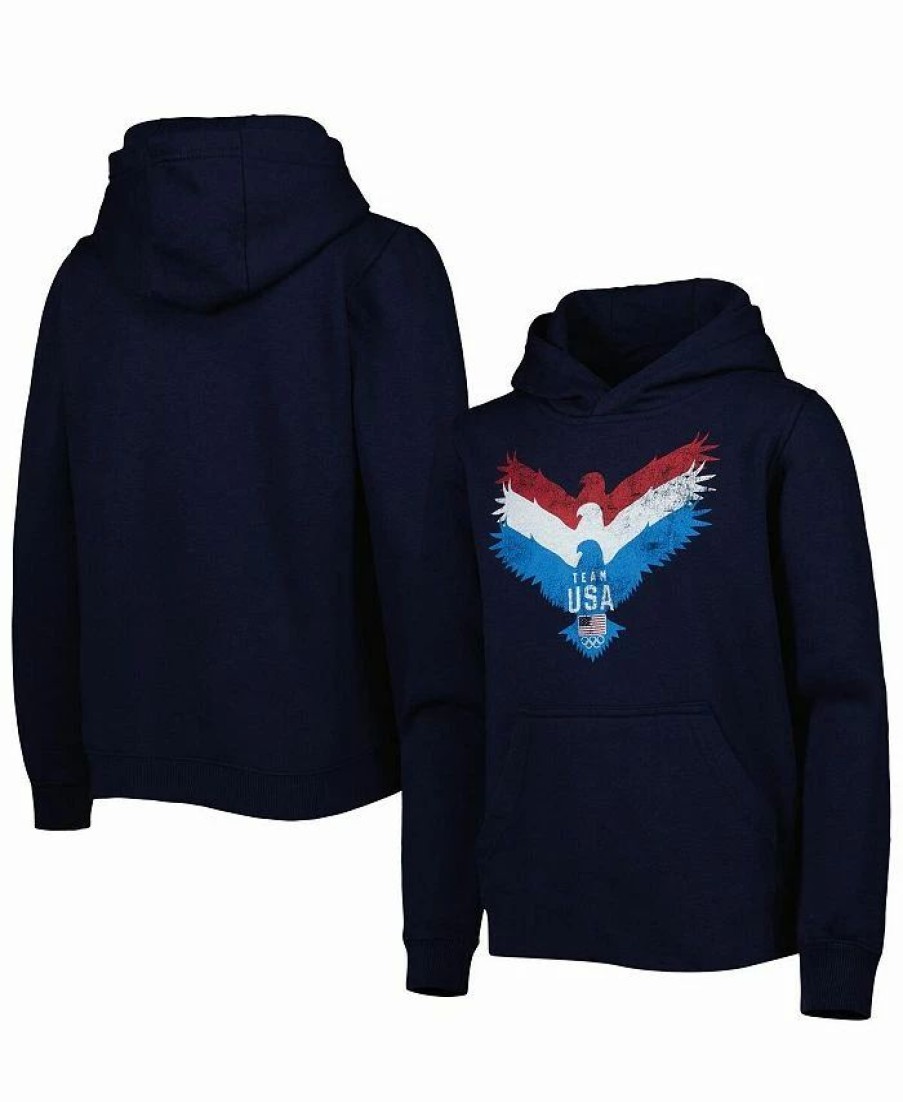 Sports Fan Shop * | Outerstuff Youth Boys And Girls Team Usa Pullover Hoodie Navy