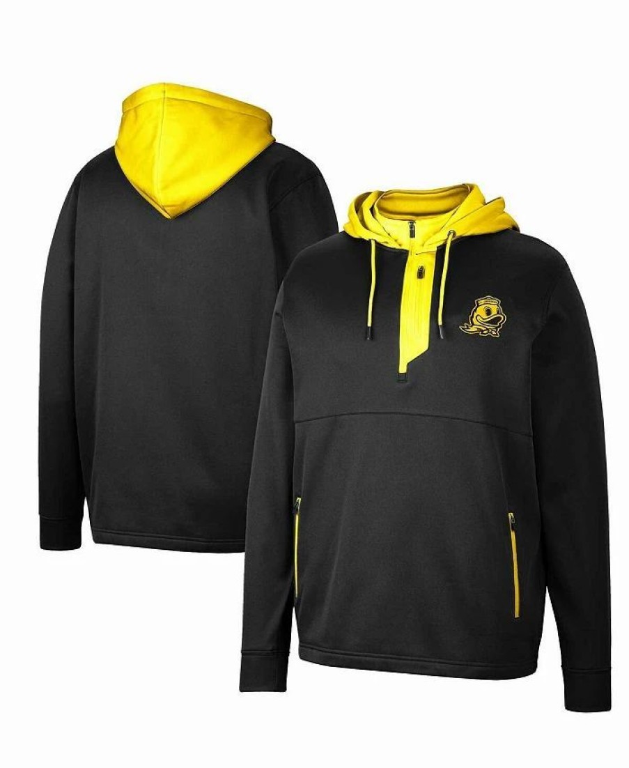 Sports Fan Shop * | Men'S Oregon Ducks Luge 3.0 Quarter-Zip Hoodie Black