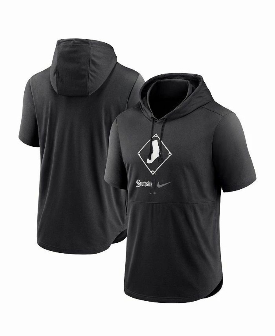 Sports Fan Shop * | Nike Men'S Chicago White Sox City Connect Performance Short Sleeve Pullover Hoodie Black