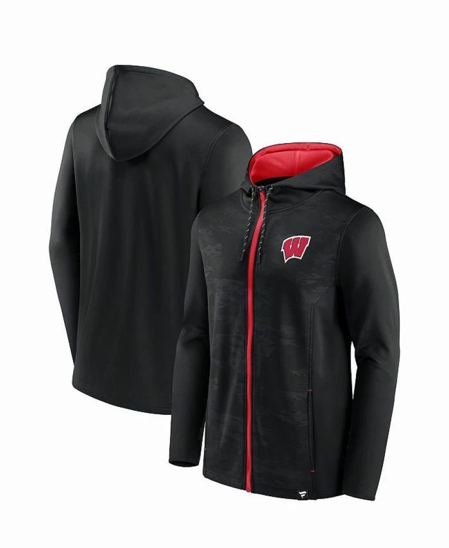 Sports Fan Shop * | Fanatics Men'S Branded Wisconsin Badgers Ball Carrier Full-Zip Hoodie Black