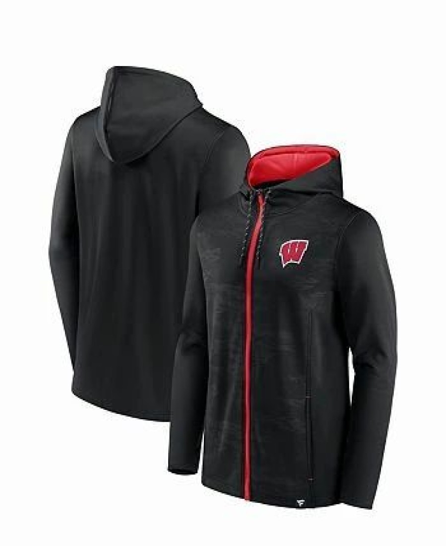 Sports Fan Shop * | Fanatics Men'S Branded Wisconsin Badgers Ball Carrier Full-Zip Hoodie Black