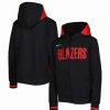 Sports Fan Shop * | Nike Youth Boys Portland Trail Blazers Courtside Showtime Performance Full-Zip Hoodie Black