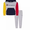 Kids * | Champion Baby Boys Color Block Fleece Hoodie And Joggers, 2 Piece Set Oxford Heather, New Ripe Red, Team Gold, Navy