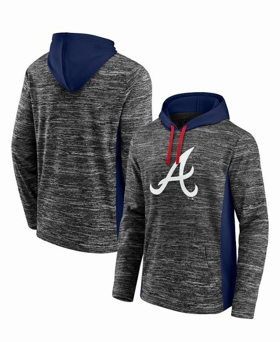 Sports Fan Shop * | Fanatics Men'S Branded Atlanta Braves Instant Replay Color Block Pullover Hoodie Gray, Navy