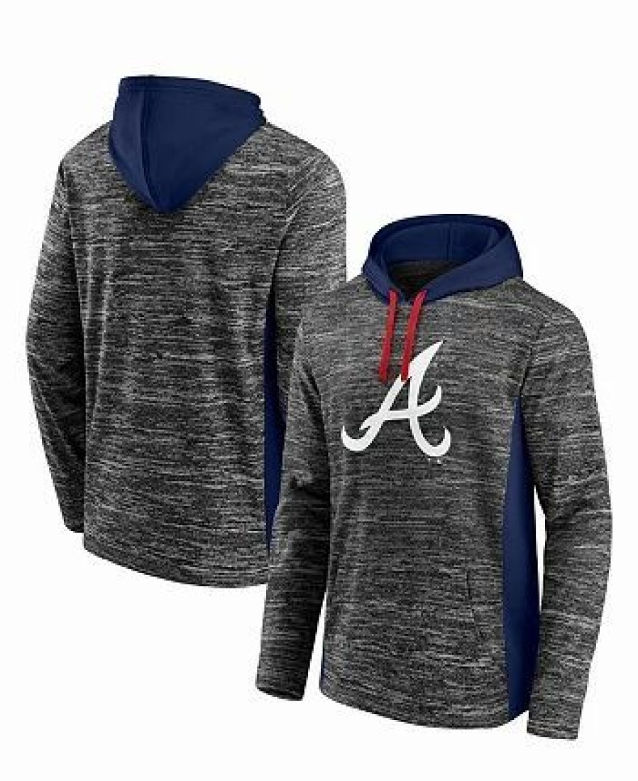 Sports Fan Shop * | Fanatics Men'S Branded Atlanta Braves Instant Replay Color Block Pullover Hoodie Gray, Navy