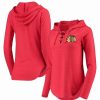 Sports Fan Shop * | Women'S Chicago Blackhawks Soaring Puck Pullover Lace-Up V-Neck Hoodie Red