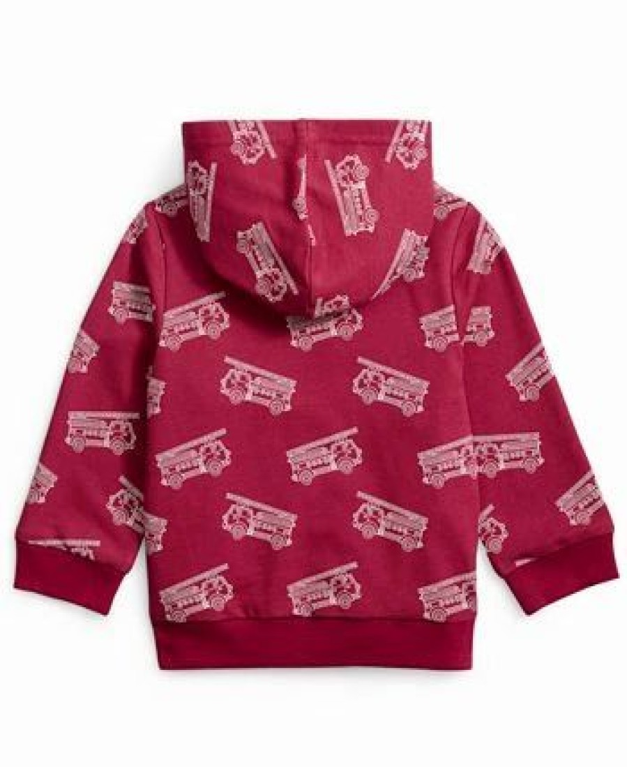 Kids * | Toddler Boys Fire Truck Zip Up Hoodie, Created For Macy'S Sweet Raspberry