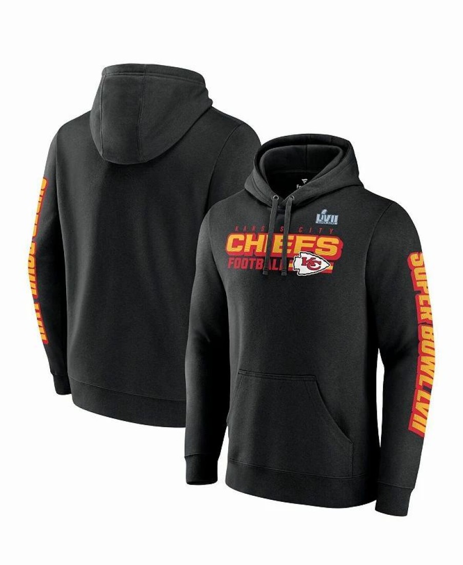 Sports Fan Shop * | Fanatics Men'S Branded Kansas City Chiefs Super Bowl Lvii Star Trail Pullover Hoodie Black