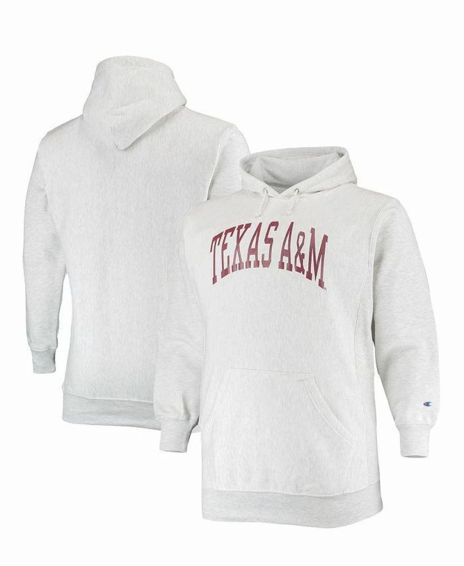 Sports Fan Shop * | Champion Men'S Texas A&M Aggies Big And Tall Reverse Weave Fleece Pullover Hoodie Sweatshirt Heathered Gray