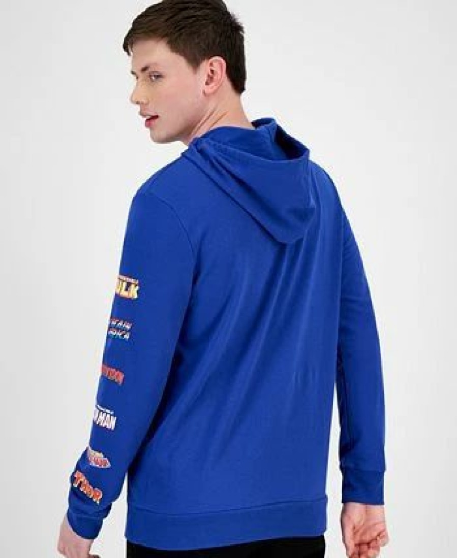 Hoodies & Sweatshirts * | Men'S Marvel Logo Long Sleeves Hoodie Royal Blue