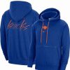 Sports Fan Shop * | Nike Men'S Heather New York Knicks Courtside Versus Flight Pullover Hoodie Blue