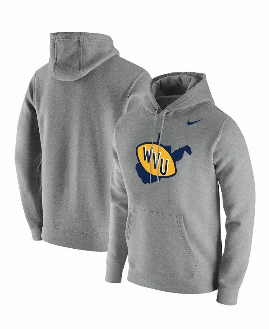 Sports Fan Shop * | Nike Men'S West Virginia Mountaineers Vintage-Like School Logo Pullover Hoodie Heathered Gray