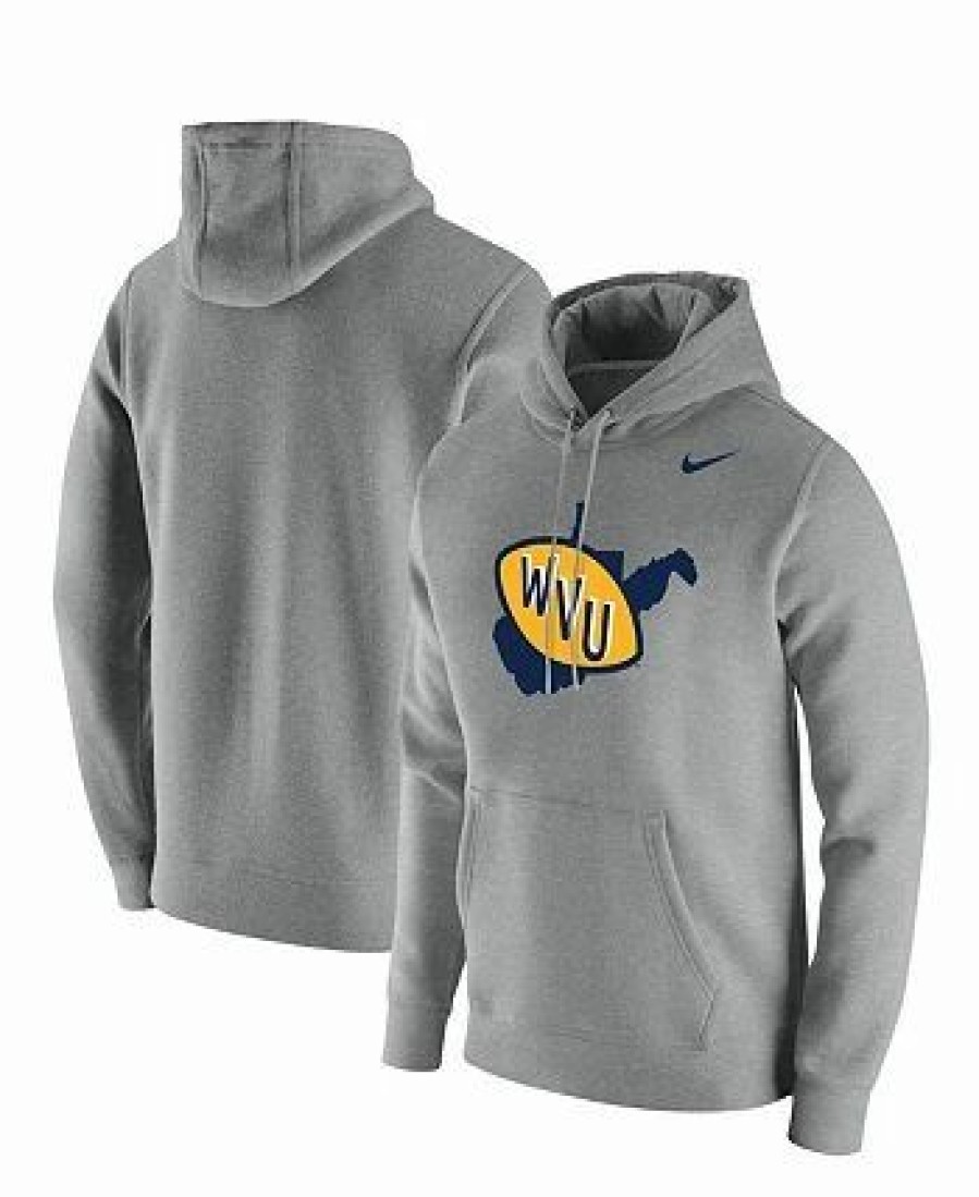 Sports Fan Shop * | Nike Men'S West Virginia Mountaineers Vintage-Like School Logo Pullover Hoodie Heathered Gray