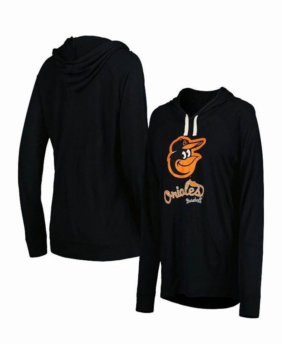 Sports Fan Shop * | Women'S Baltimore Orioles Pre-Game Raglan Pullover Hoodie Black