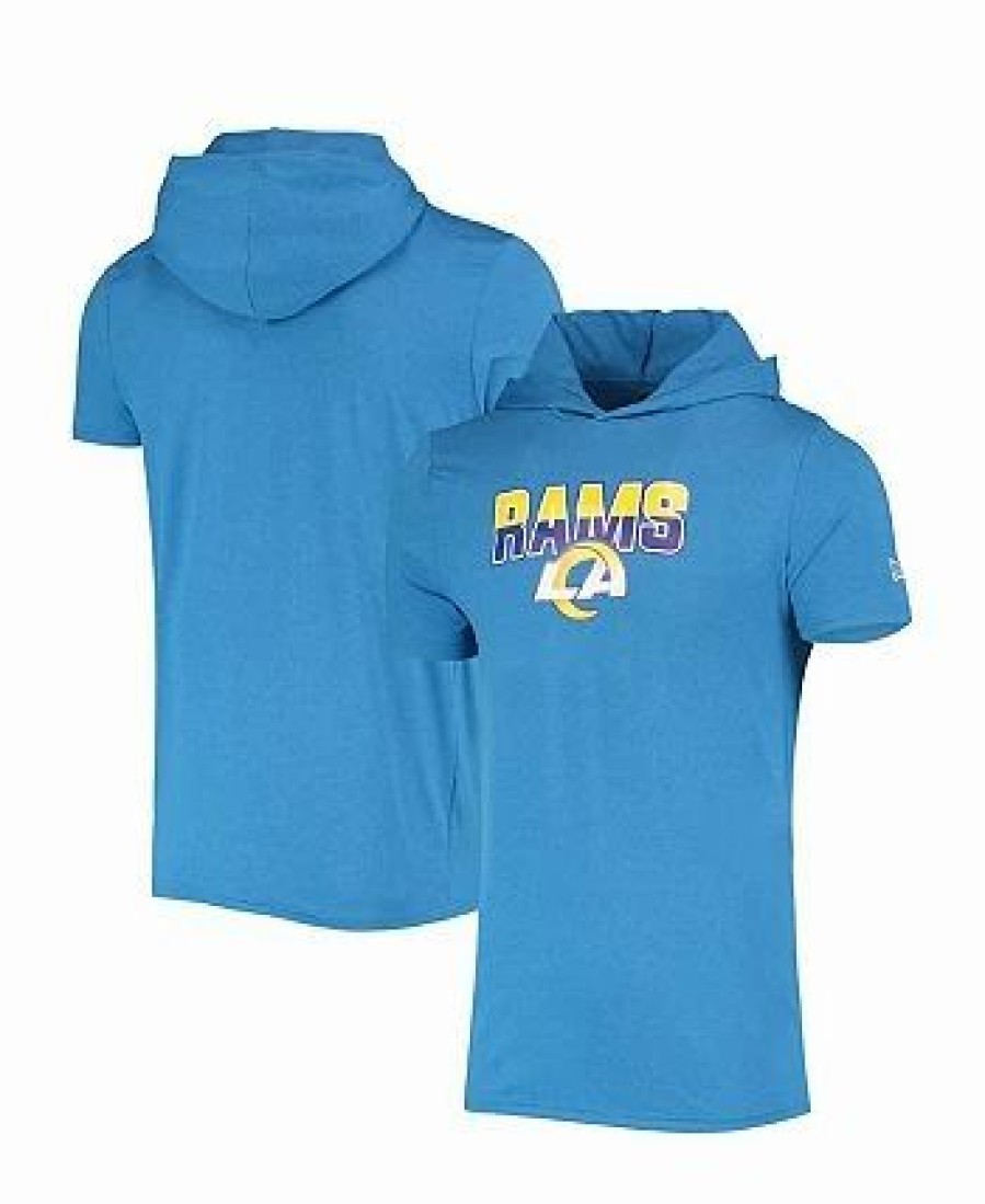 Sports Fan Shop * | New Era Men'S Heathered Los Angeles Rams Team Brushed Hoodie T-Shirt Blue