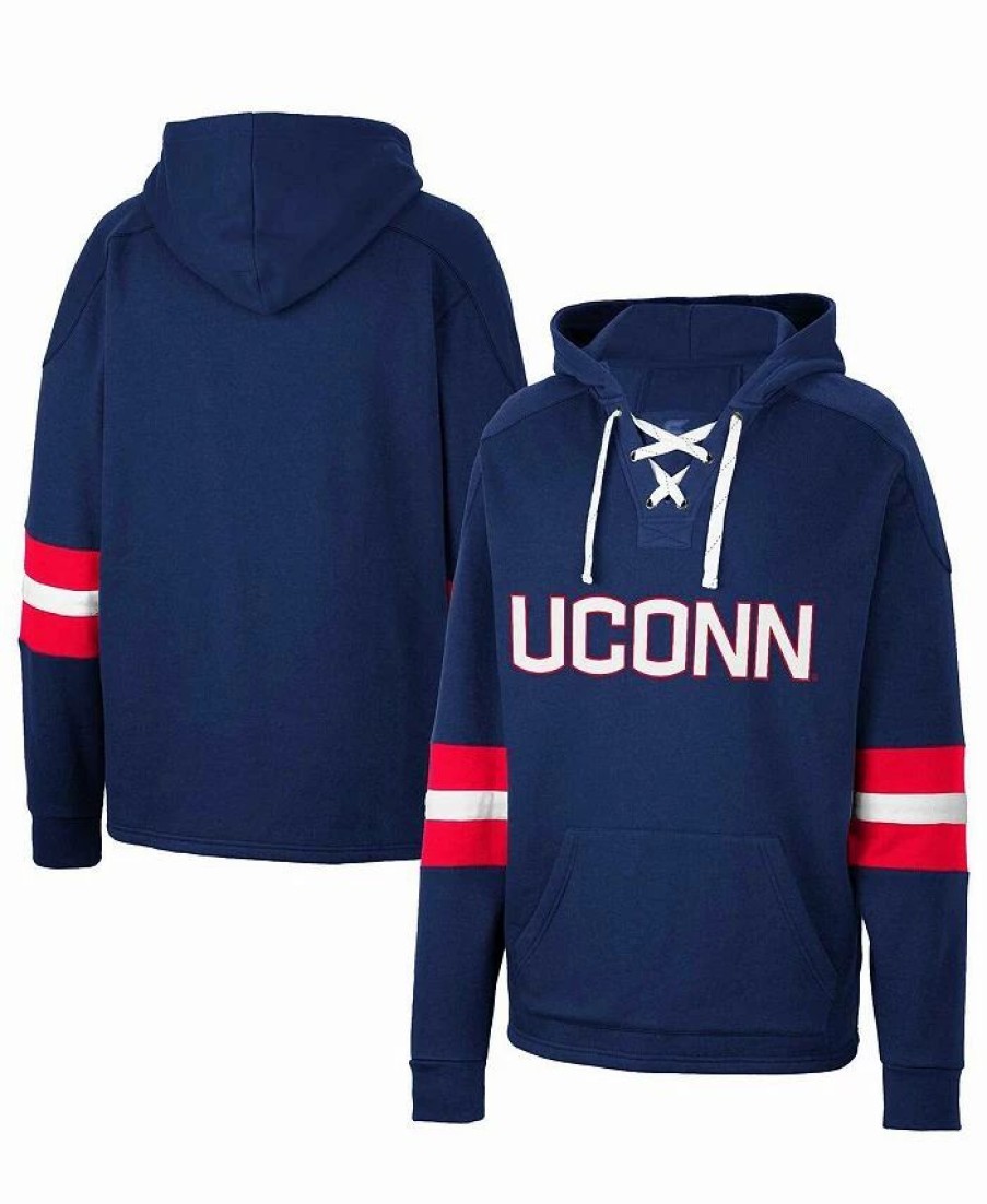 Sports Fan Shop * | Men'S Uconn Huskies Lace-Up 4.0 Pullover Hoodie Navy