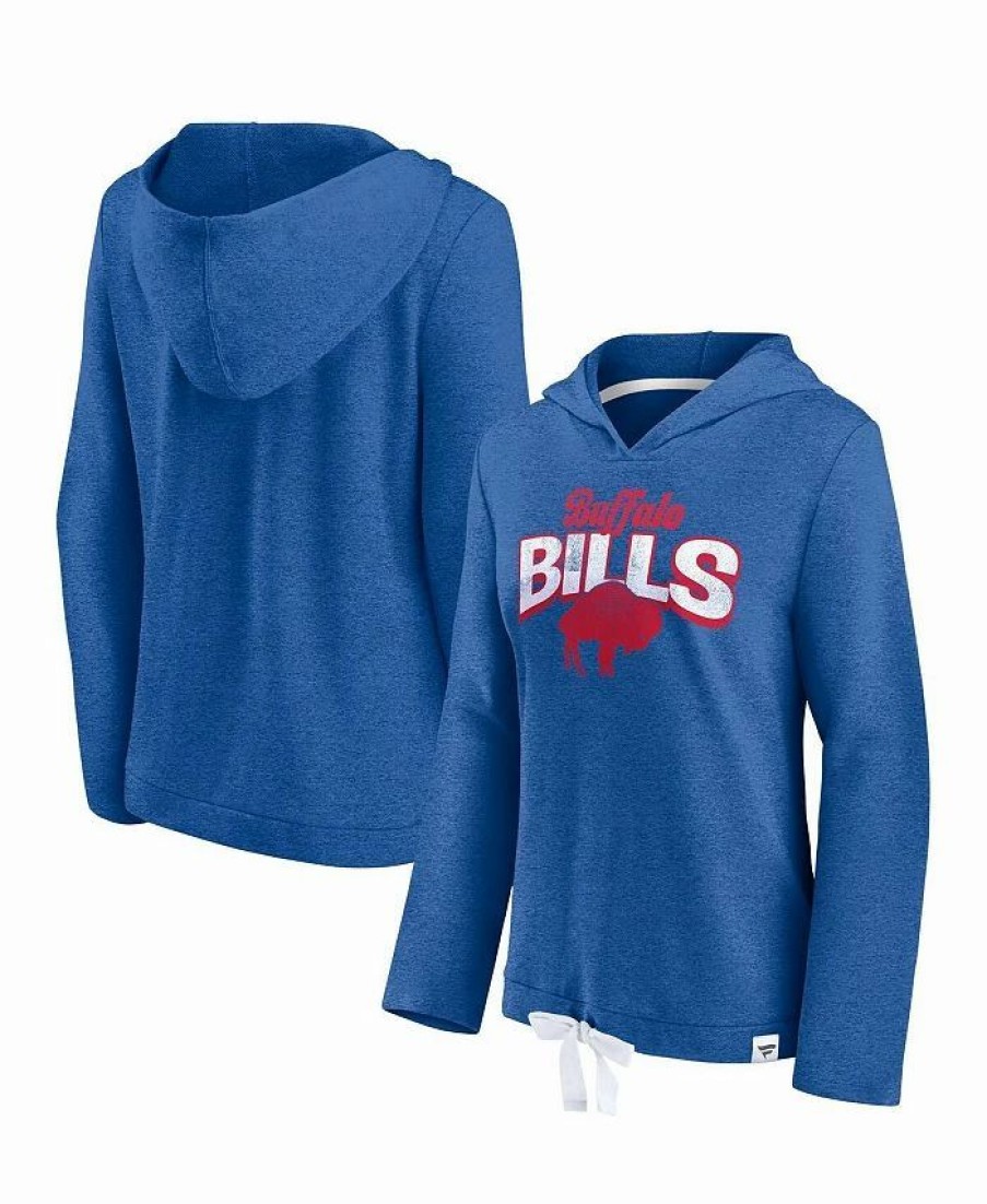 Sports Fan Shop * | Fanatics Women'S Branded Buffalo Bills First Team Flowy Cropped Pullover Hoodie Heather Royal