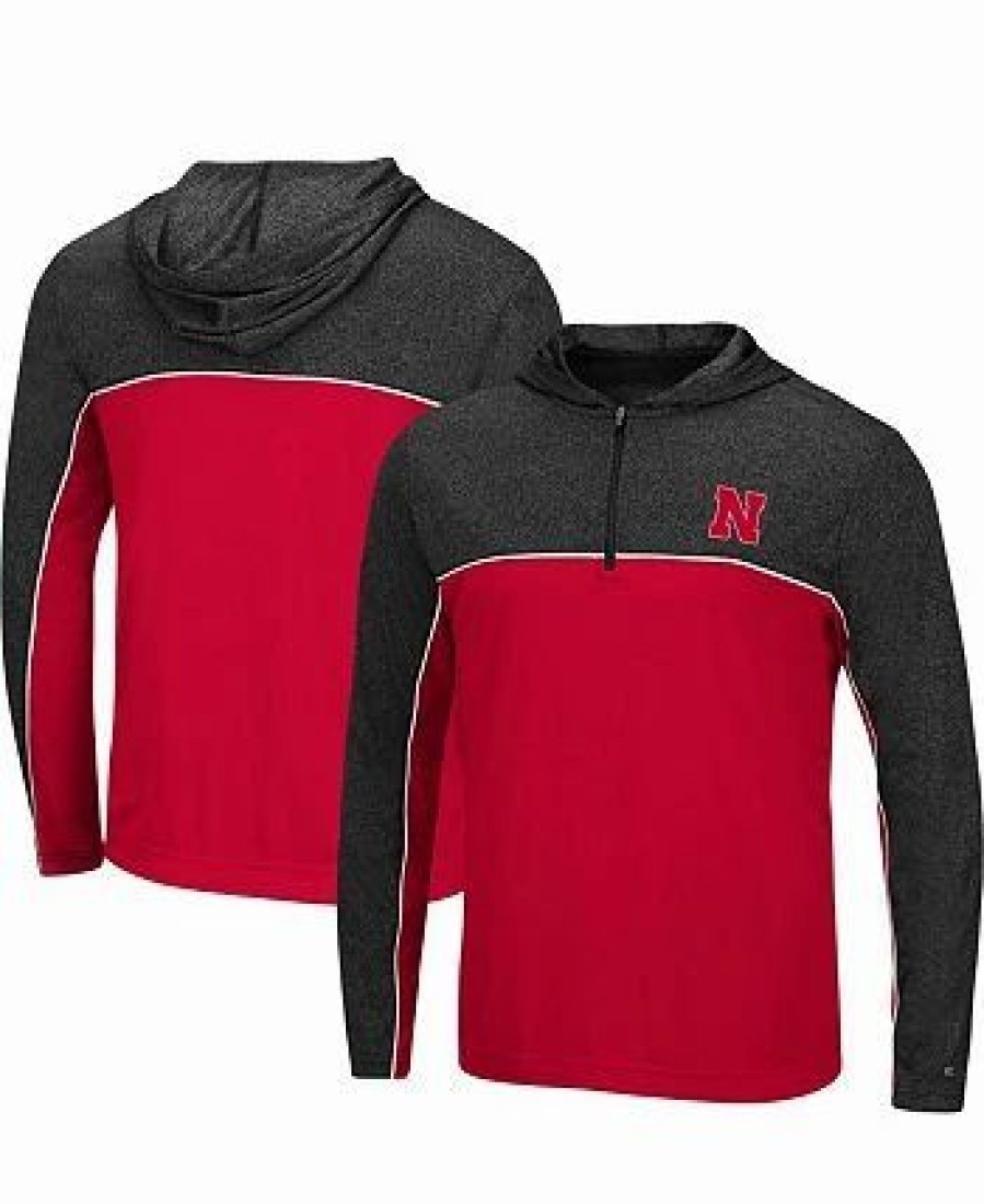 Sports Fan Shop * | Men'S Nebraska Huskers Flick Quarter-Zip Hoodie Windshirt Scarlet