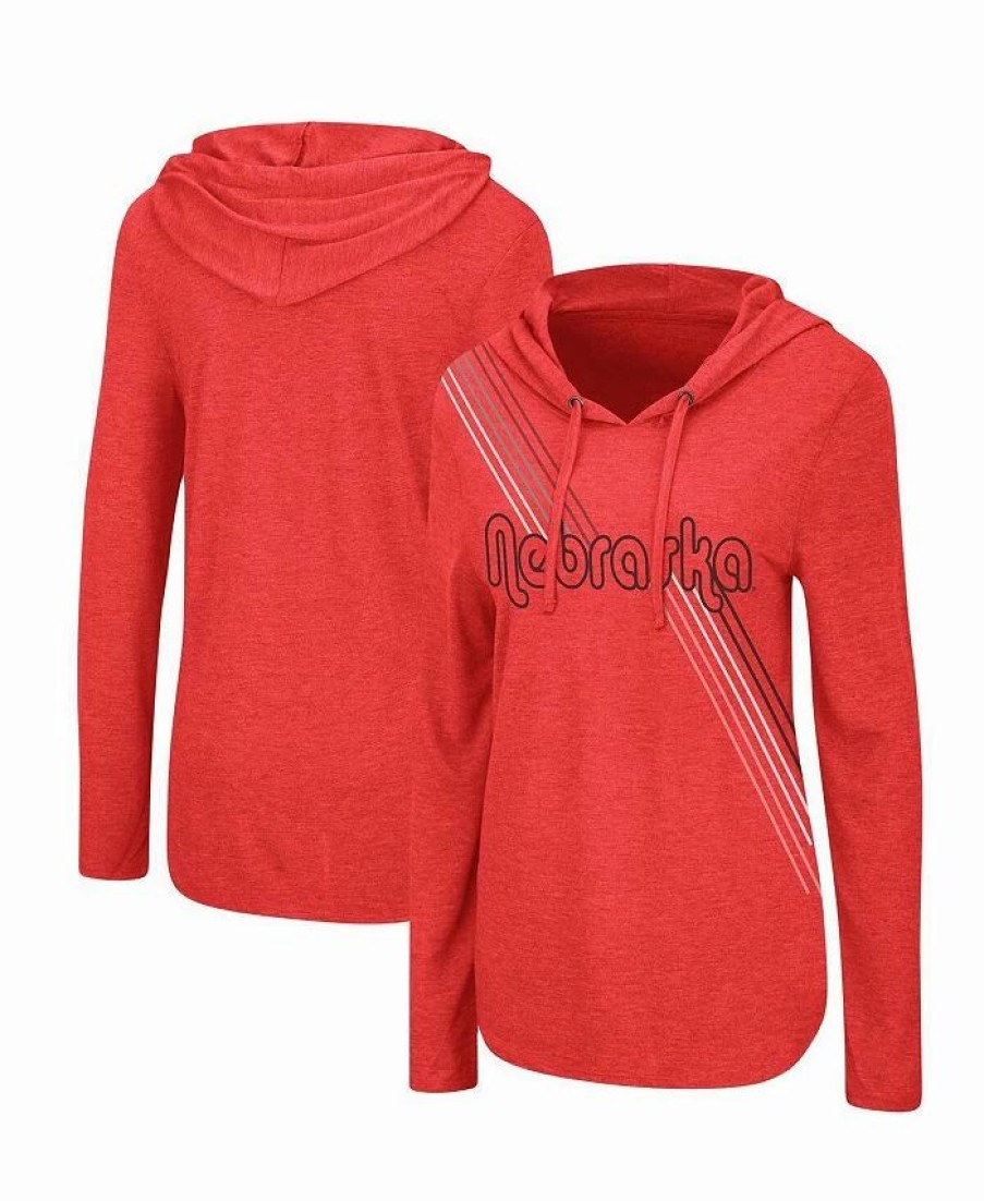 Sports Fan Shop * | Women'S Nebraska Huskers Bernadette Hoodie Long Sleeve T-Shirt Scarlet