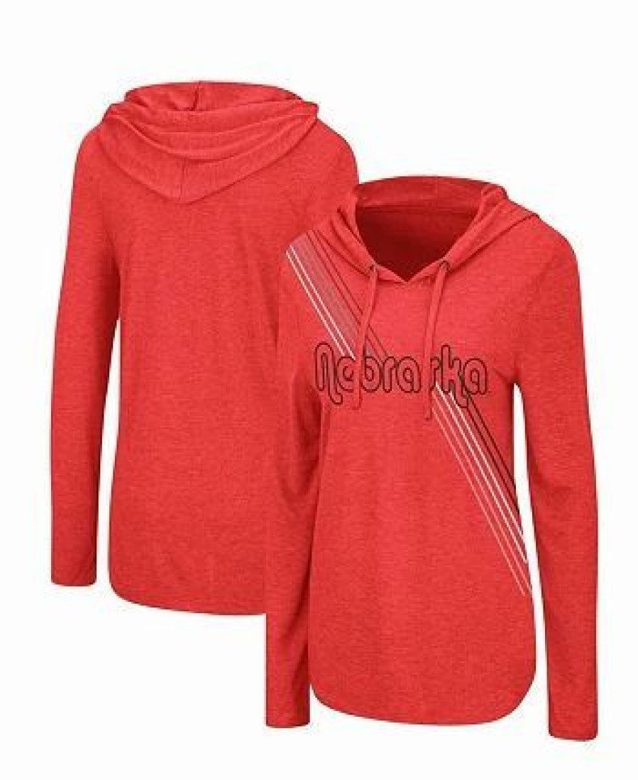 Sports Fan Shop * | Women'S Nebraska Huskers Bernadette Hoodie Long Sleeve T-Shirt Scarlet