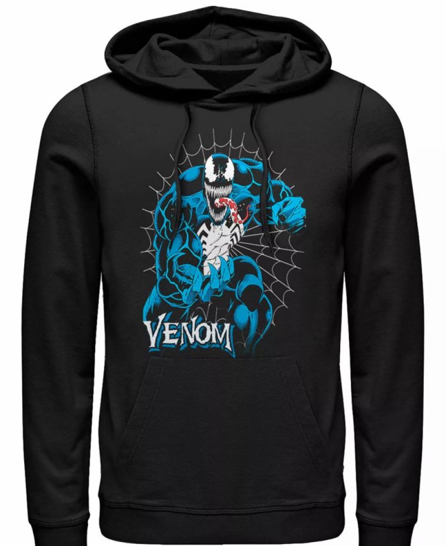 Hoodies & Sweatshirts * | Marvel Men'S Classic Venom Web, Pullover Hoodie Black