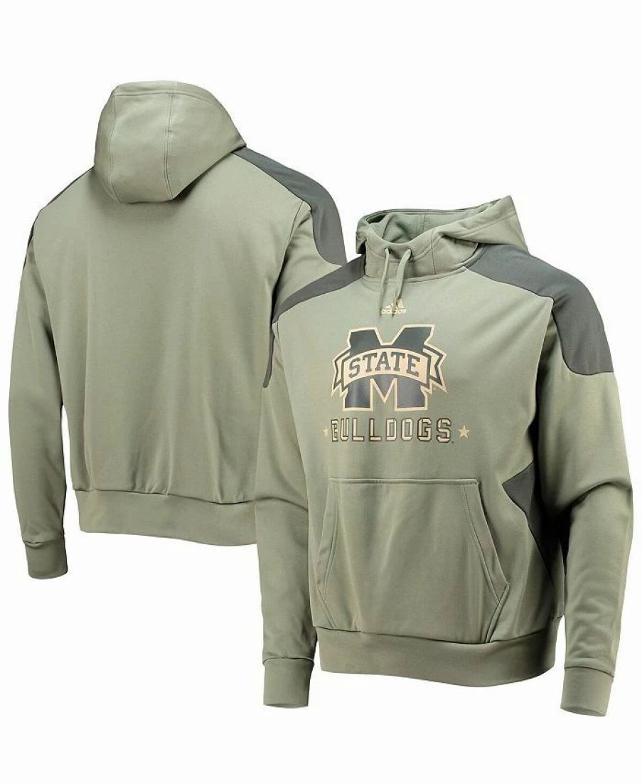 Sports Fan Shop * | Adidas Men'S Mississippi State Bulldogs Military-Inspired Appreciation Salute To Service Aeroready Pullover Hoodie Olive