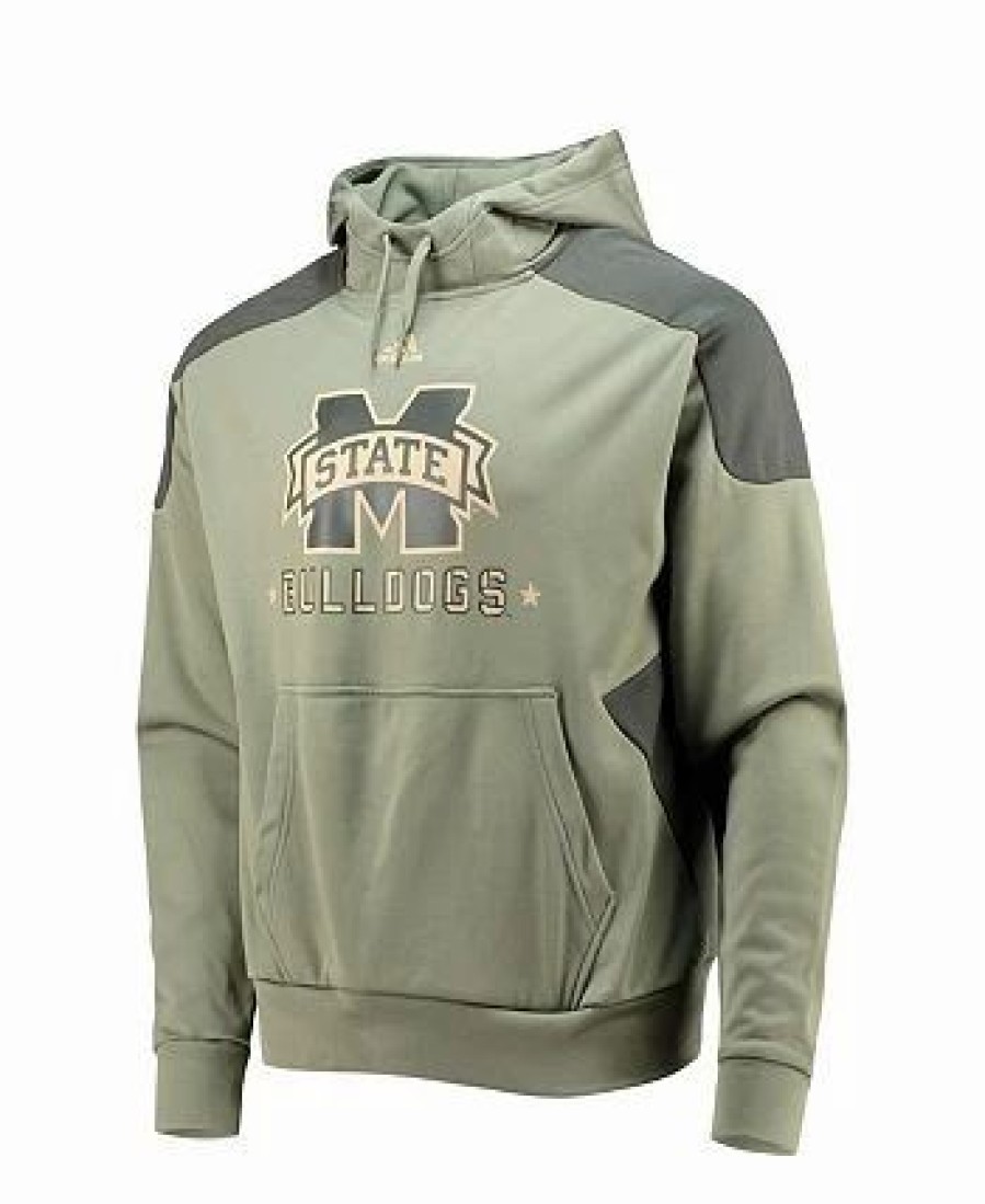 Sports Fan Shop * | Adidas Men'S Mississippi State Bulldogs Military-Inspired Appreciation Salute To Service Aeroready Pullover Hoodie Olive