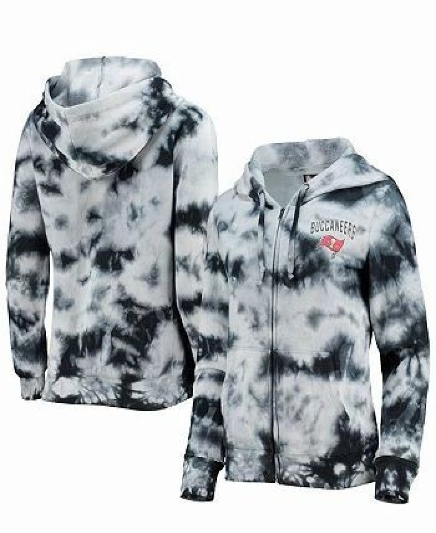 Sports Fan Shop * | New Era Women'S Tampa Bay Buccaneers Tie-Dye Fleece Full-Zip Hoodie Black